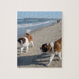 St. Bernard im Strandpuzzle