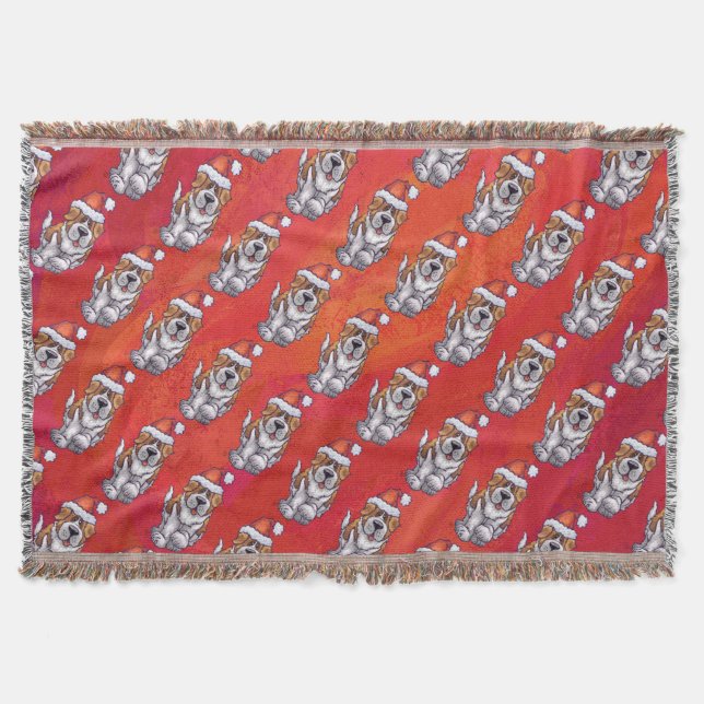 St. Bernard in Hat Pattern On Red Decke (Vorderseite)