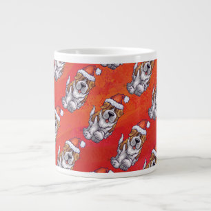 St. Bernard in Hat Pattern On Red Jumbo-Tasse