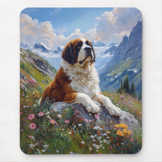 St. Bernard Landschaftliche Wildblume Mousepad (Vorne)