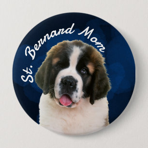 St. Bernard Mama mit blauer Hintergrundtaste Button