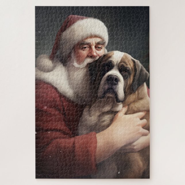 St. Bernard mit dem Weihnachtsmann Weihnachten (Vertikal)