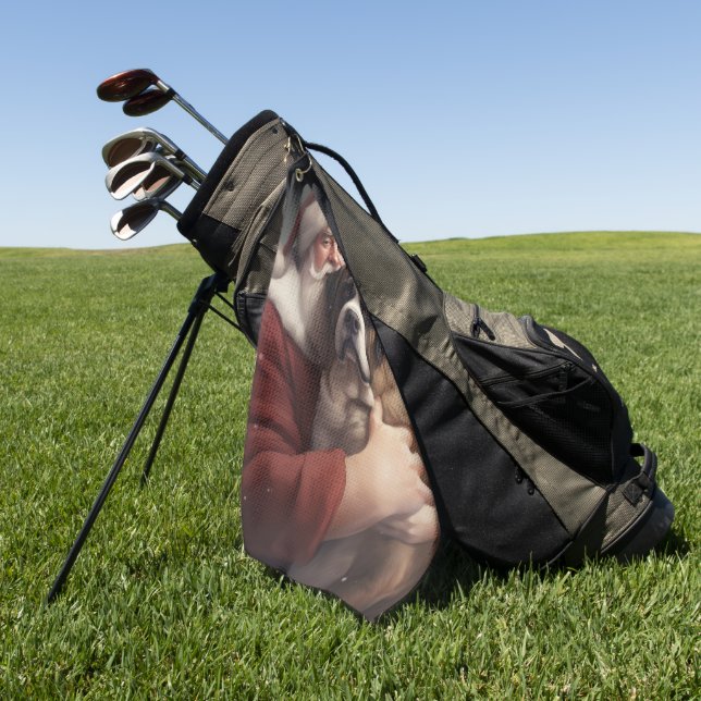 St. Bernard mit dem Weihnachtsmann Weihnachten Golfhandtuch (Gras)