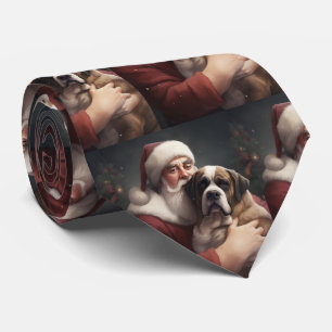 St. Bernard mit dem Weihnachtsmann Weihnachten Krawatte
