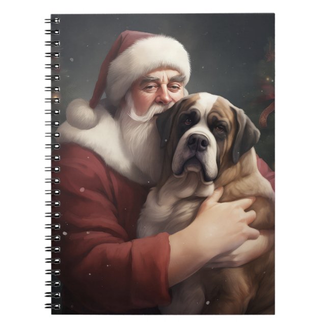 St. Bernard mit dem Weihnachtsmann Weihnachten Notizblock (Vorderseite)