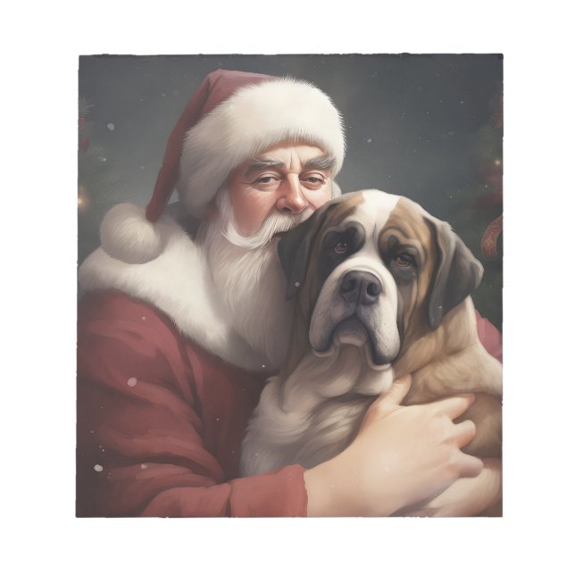 St. Bernard mit dem Weihnachtsmann Weihnachten Notizblock (Vorderseite)