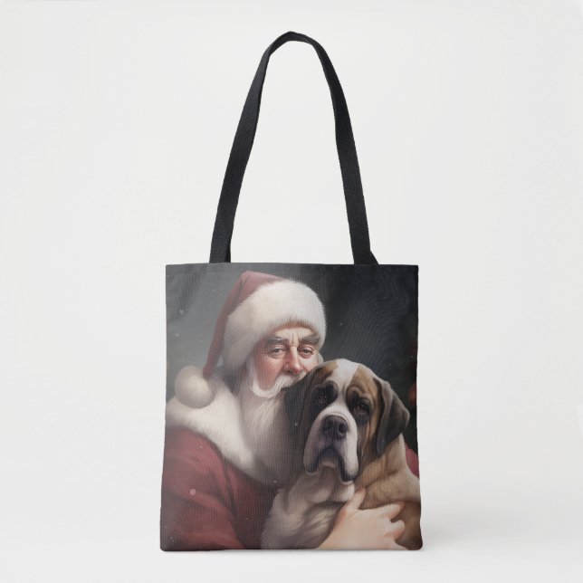 St. Bernard mit dem Weihnachtsmann Weihnachten Tasche (Vorderseite)