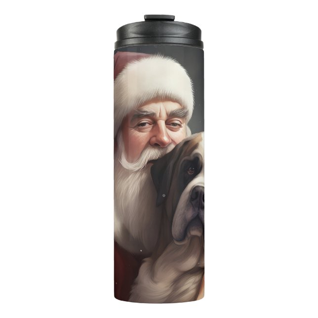 St. Bernard mit dem Weihnachtsmann Weihnachten Thermosbecher (Vorderseite)