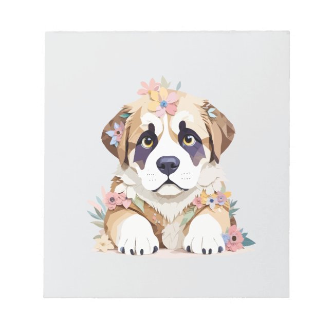St. Bernard Playful Adorable Fun Tierfarben Notizblock (Vorderseite)