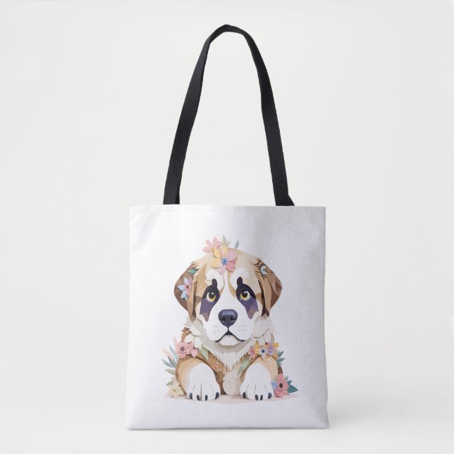 St. Bernard Playful Adorable Fun Tierfarben Tasche (Vorderseite)