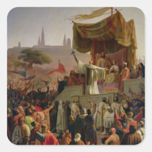 St. Bernard predigt den zweiten Kreuzzug Quadratischer Aufkleber