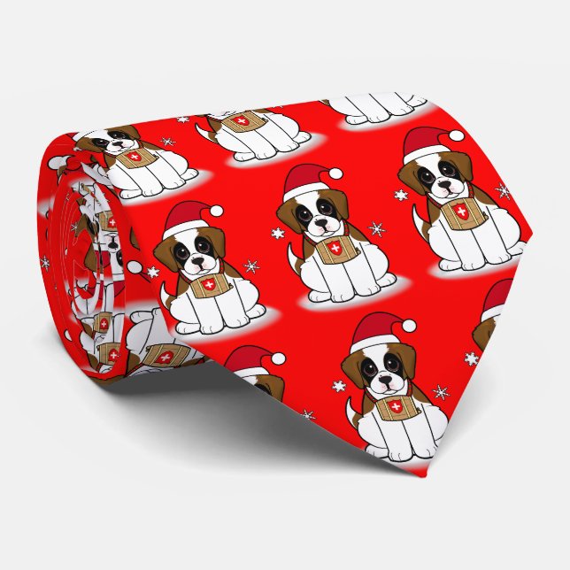St. Bernard Puppy au Cravate de Noël (Roulé)