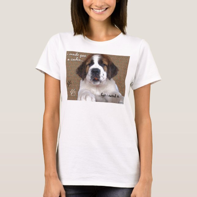 St Bernard Puppy Cookie T-Shirt (Vorderseite)