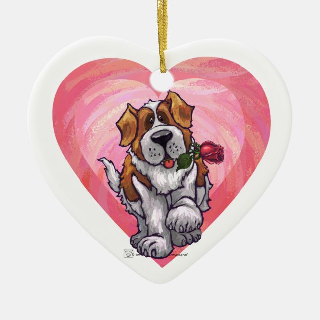 St. Bernard Valentinstag Keramik Ornament (Vorne)