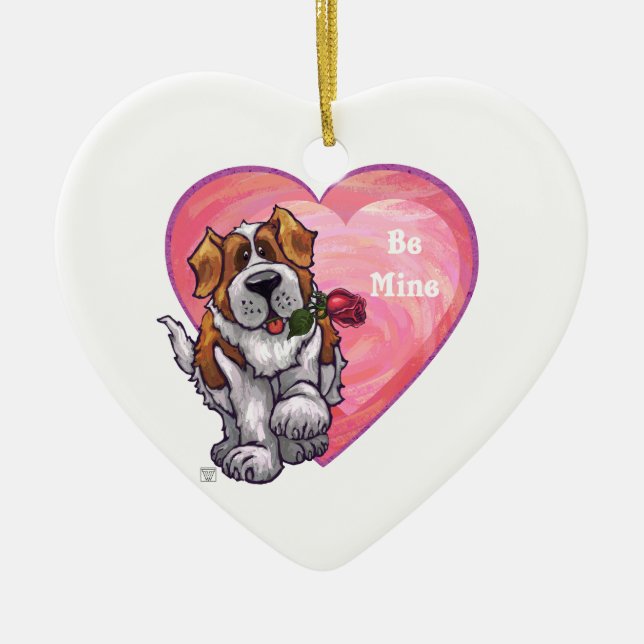 St. Bernard Valentinstag Keramikornament (Vorne)