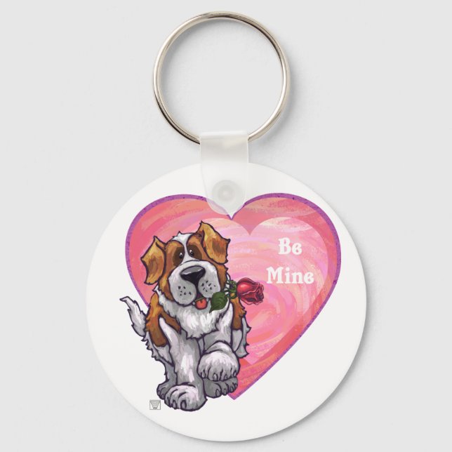 St. Bernard Valentinstag Schlüsselanhänger (Vorderseite)