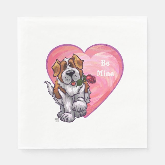 St. Bernard Valentinstag Serviette (Vorderseite)