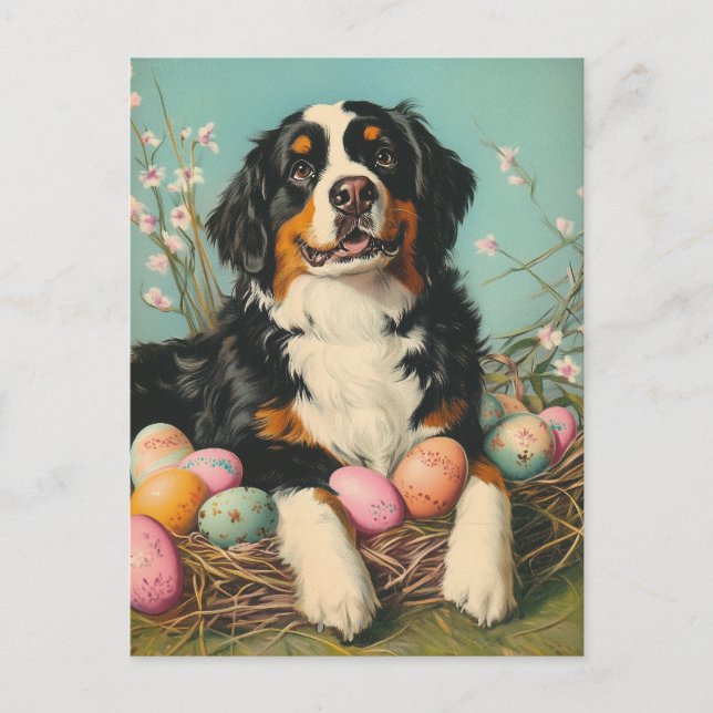 St. Bernard Vintag Oster Postkarte (Vorderseite)