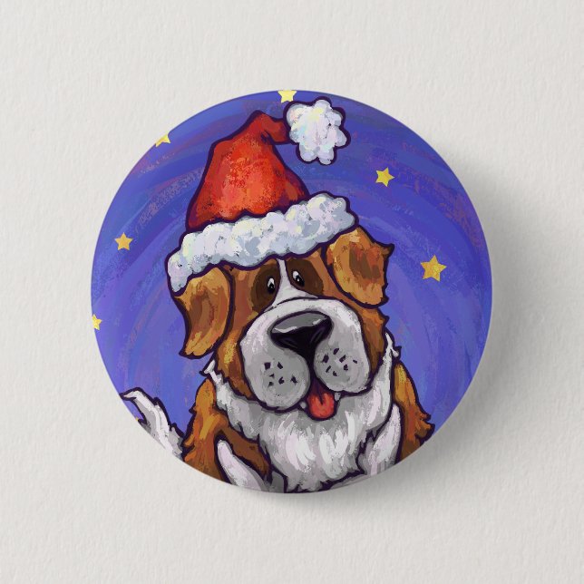 St. Bernard Weihnachten Button (Vorderseite)