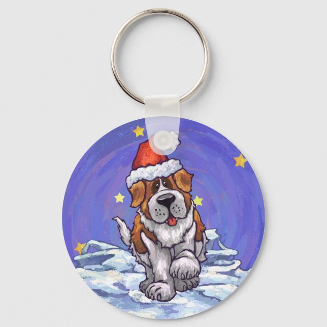 St. Bernard Weihnachten Schlüsselanhänger (Vorderseite)