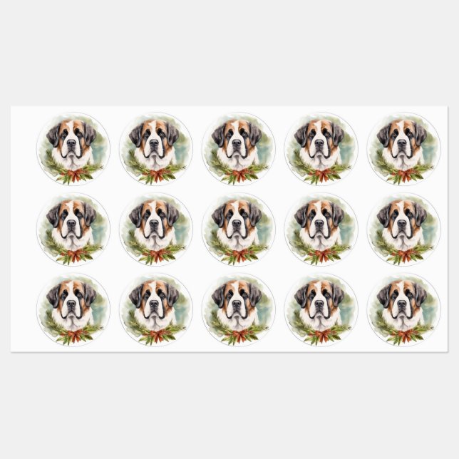 St. Bernard Weihnachtsfeiertag Etiketten (Blatt)