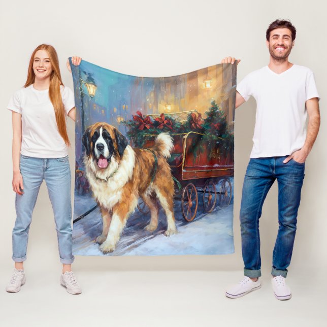 St. Bernard Weihnachtsfeiertag Fleecedecke (Beispiel)
