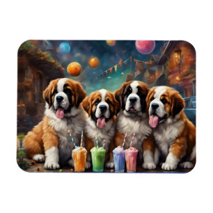 St. Bernard Welpen und Milchshakes Magnet