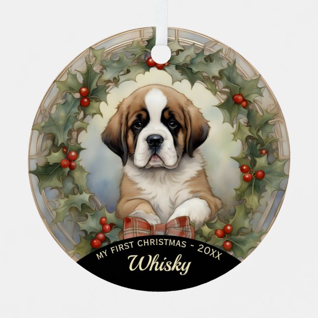 St. Bernard Welppy's First Christmas Ornament (Vorderseite)