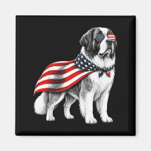 St. Bernhard 4. Juli Amerikanische Flagge Hund Magnet