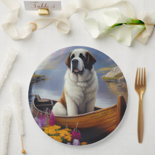 St. Bernhard auf einem Paddel: Ein landschaftliche Pappteller