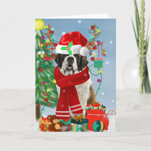 St. Bernhard Hund im Schnee Weihnachten Karte