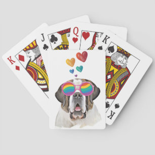 St. Bernhard Hund mit Herzen Valentinstag Spielkarten