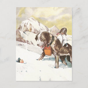 St.-Bernhard-Hund zur Rettung Postkarte