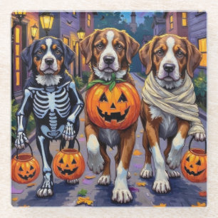 St.-Bernhard-Hunde in Halloween-Kostümen Glasuntersetzer