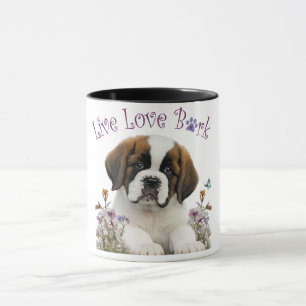 St. Bernhard Hundemama Blumenmuster Tasse