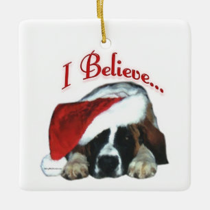 St. Bernhard Ich Glaube Schlüsselanhänger Keramikornament