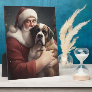 St. Bernhard mit Weihnachtsmann Festive Weihnachte Fotoplatte