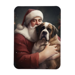 St. Bernhard mit Weihnachtsmann Festive Weihnachte Magnet
