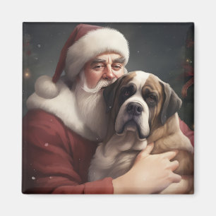 St. Bernhard mit Weihnachtsmann Festliches Weihnac Magnet