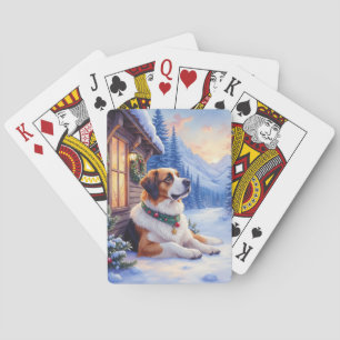 St. Bernhard Schneeburg Lodge Weihnachtshund Spielkarten