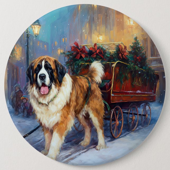 St. Bernhard Weihnachtsfestzeit Button (Vorderseite)