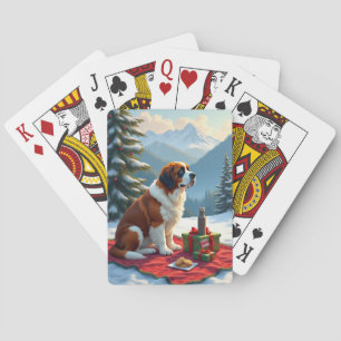 St. Bernhard Winter-Picknick Weihnachtsmalerei Spielkarten