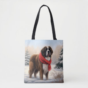 St. Bernhardshund im Schnee Weihnachten Tasche