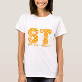 St. beschriftet die orange und weißen Tupfen T-Shirt