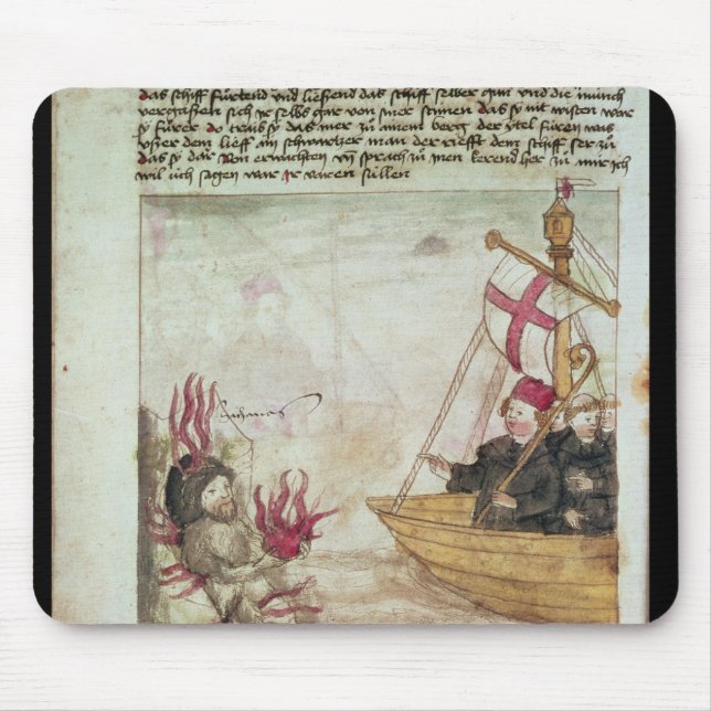 St. Brendan in seinem Schiff Mousepad (Vorne)