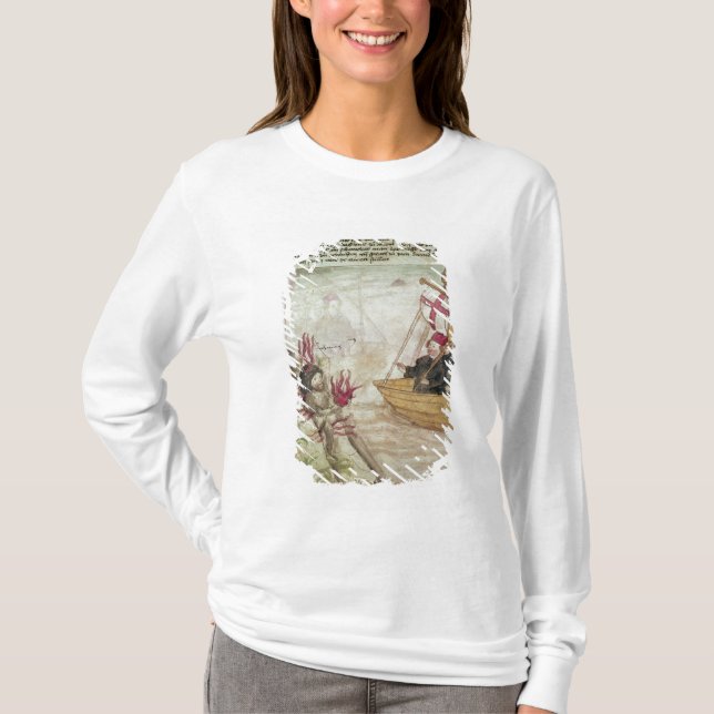 St. Brendan in seinem Schiff T-Shirt (Vorderseite)