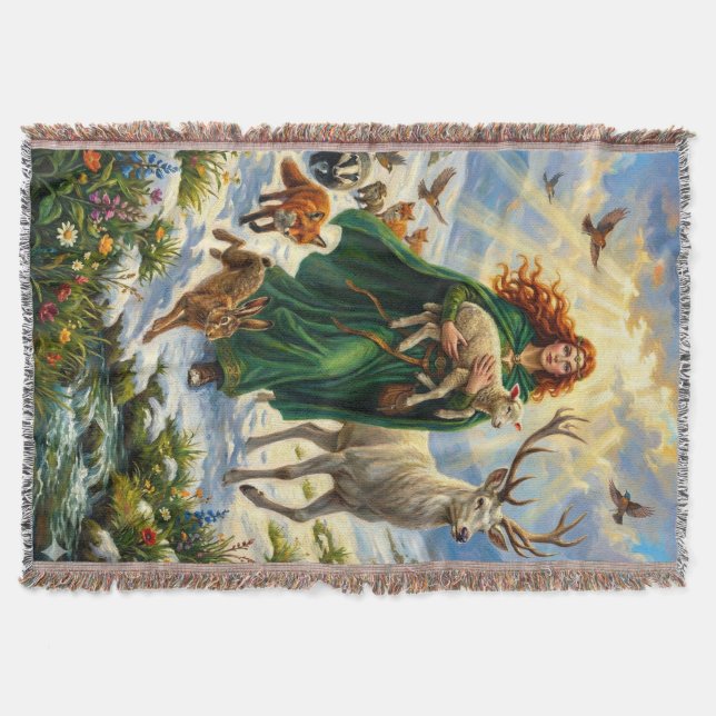 St. Brigid Frühlingsgöttin Waldtiere Imbolc Decke (Vorderseite)