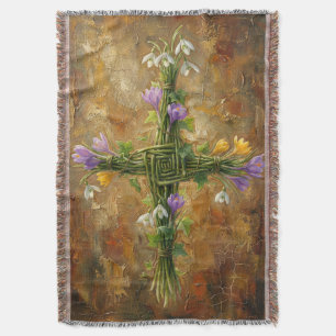 St Brigid Kreuz Grüne Binsen Krokus Imbolc Kunst Decke