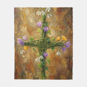 St. Brigid Kreuz Grüne Binsen Krokus Imbolc Kunst Fleecedecke