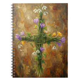 St Brigid Kreuz Grüne Binsen Krokus Imbolc Kunst Notizblock